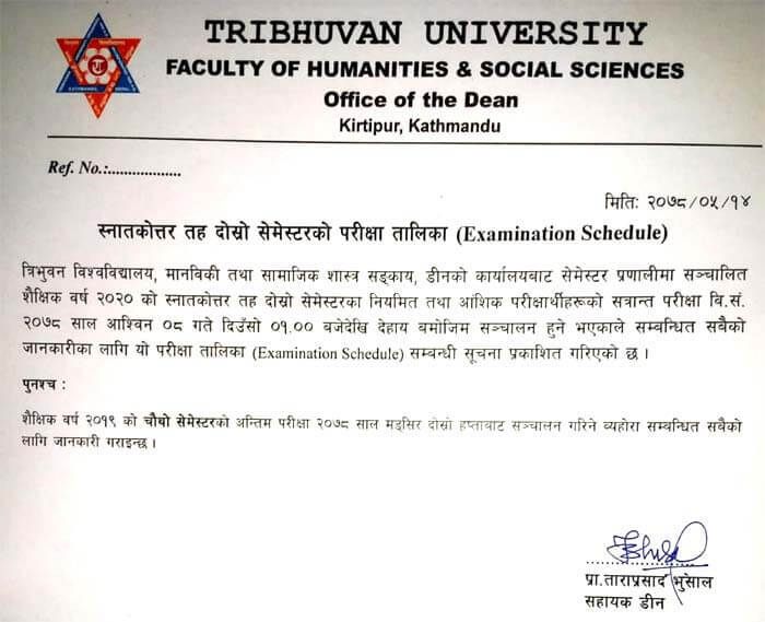 Examination Notice published By TU For MA 2nd Semester