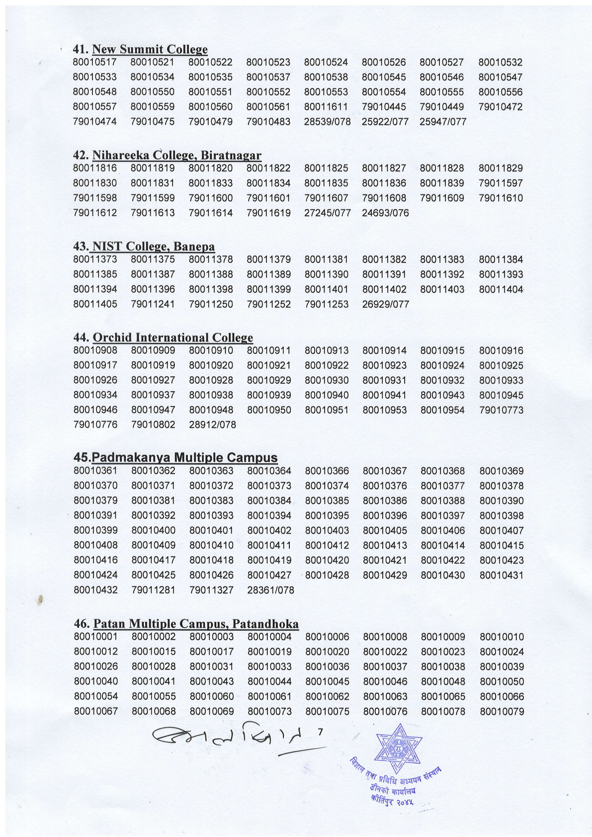 Official Circular - TU IOST Publishes B.Sc. CSIT 5th Semester 2080 Exam Results Across 60 Campuses (Page 7)
