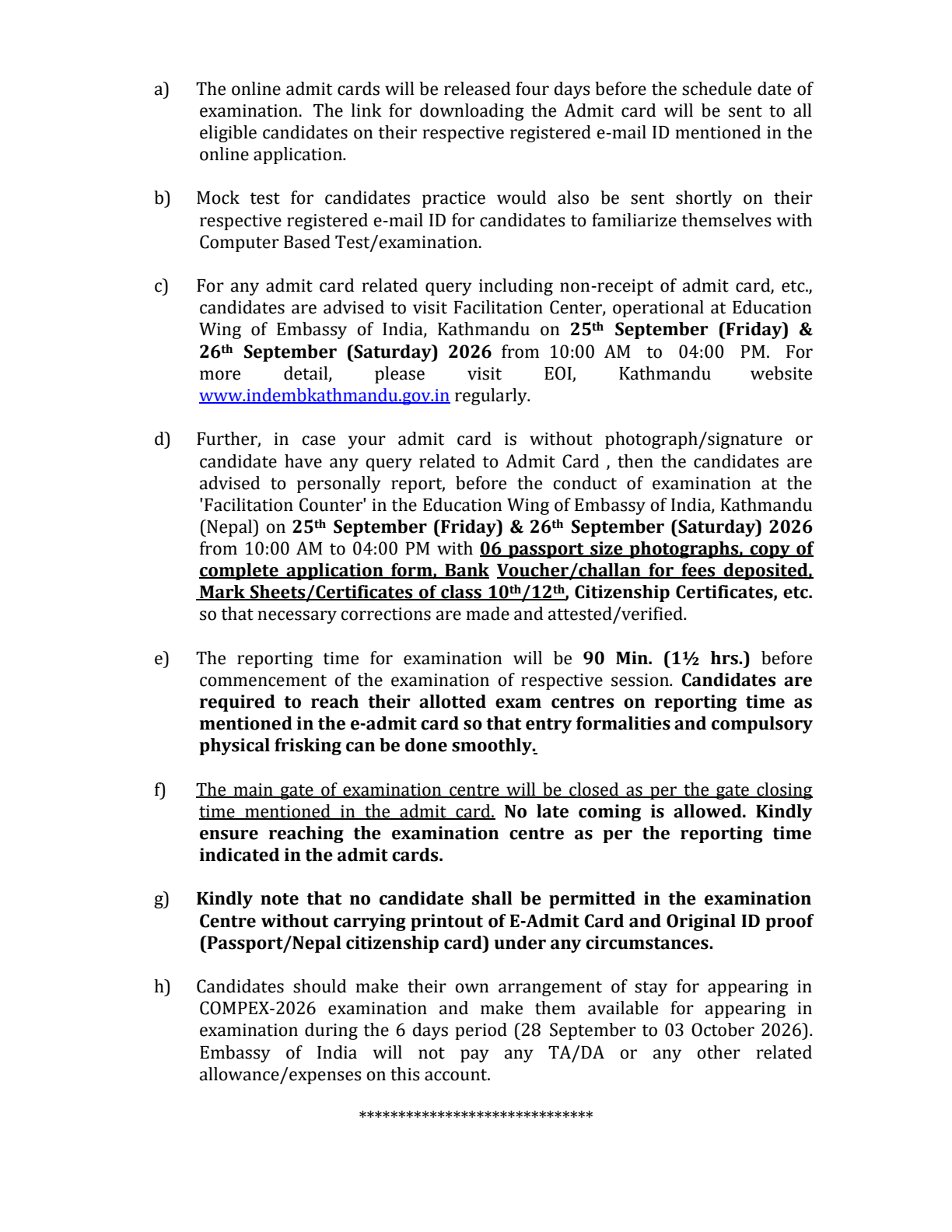 Official Circular - Embassy of India Releases COMPEX 2026 Exam Schedule, Shift Timings, and Mock Tests (Page 2)