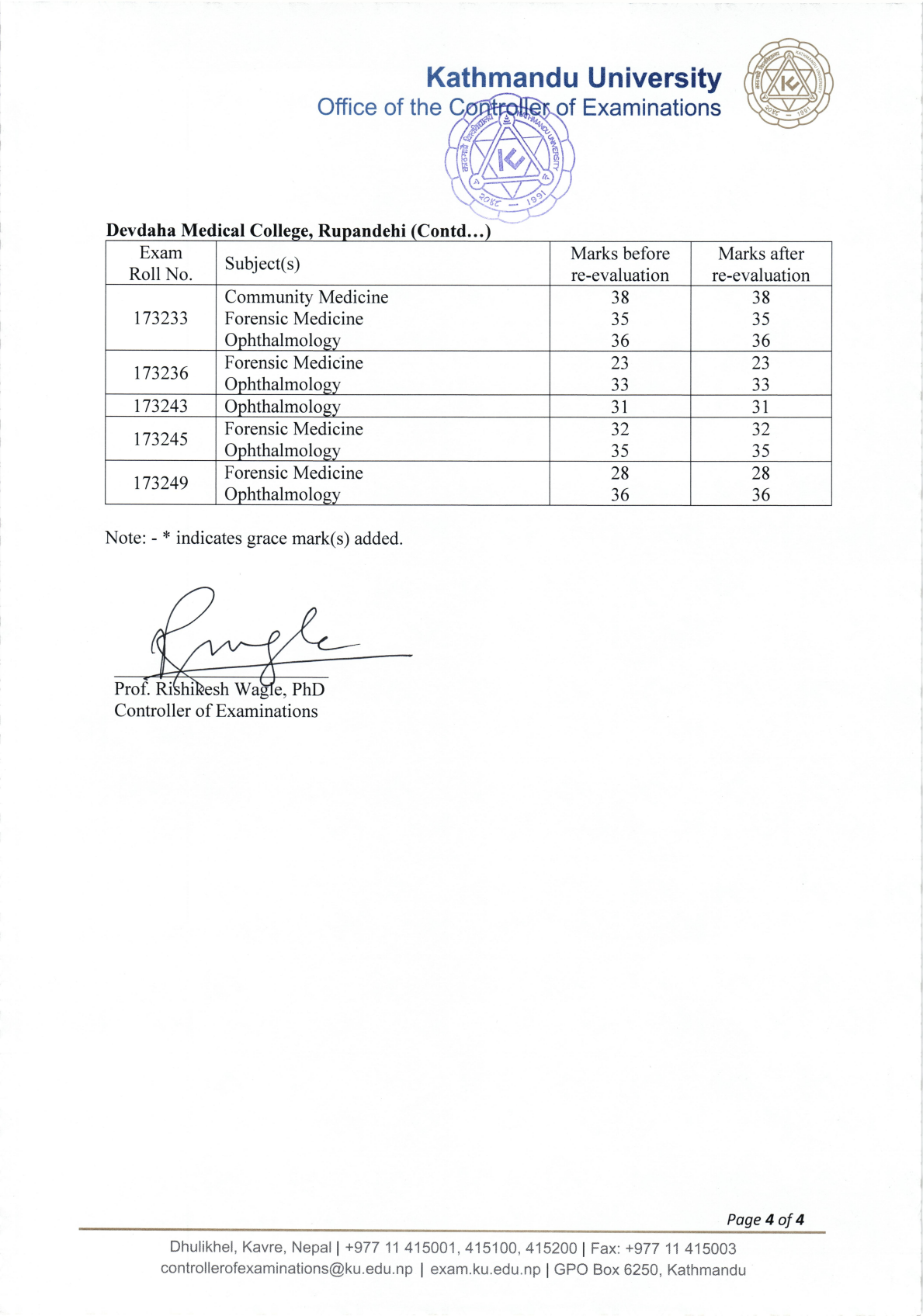 Official Circular - KU Issues III MBBS University Examination Re-evaluation Results (May/June 2026 Session) (Page 4)