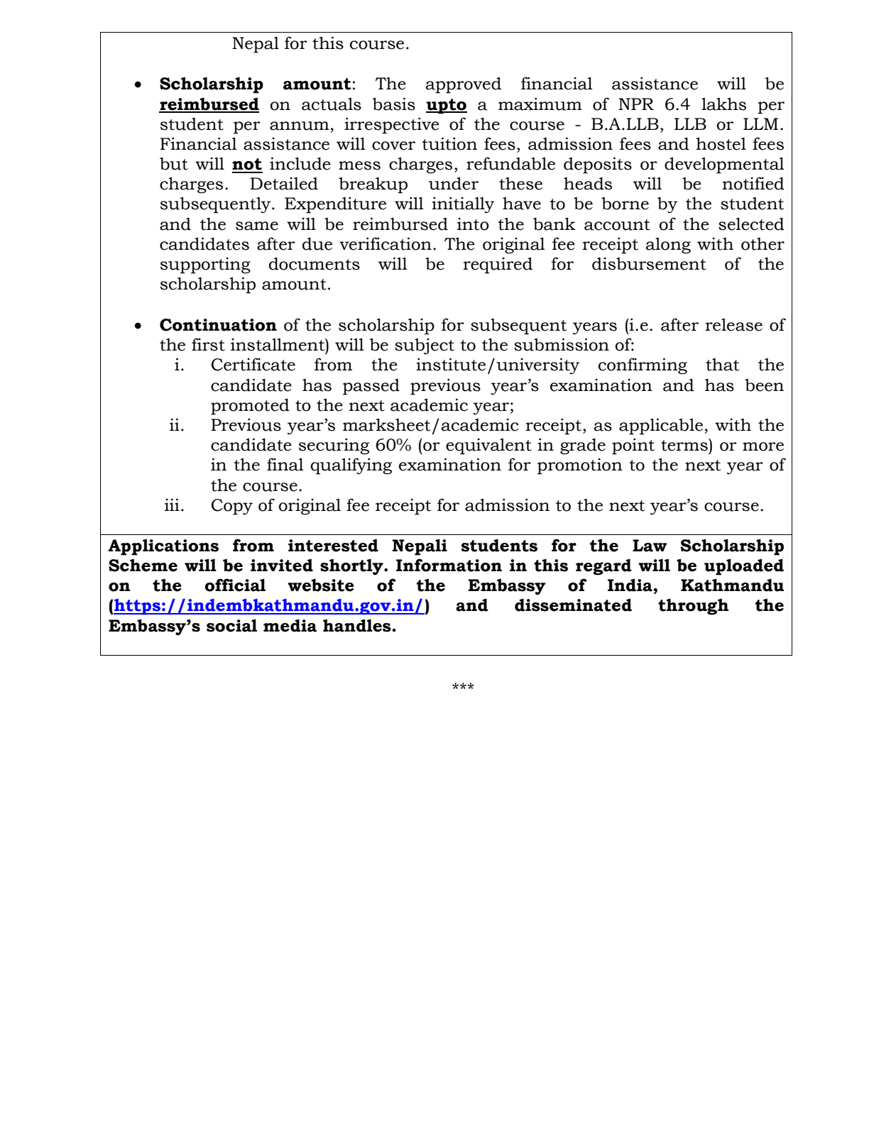 Official Circular - Embassy of India Announces New Law Scholarship Scheme for Nepali Students in India (Page 2)