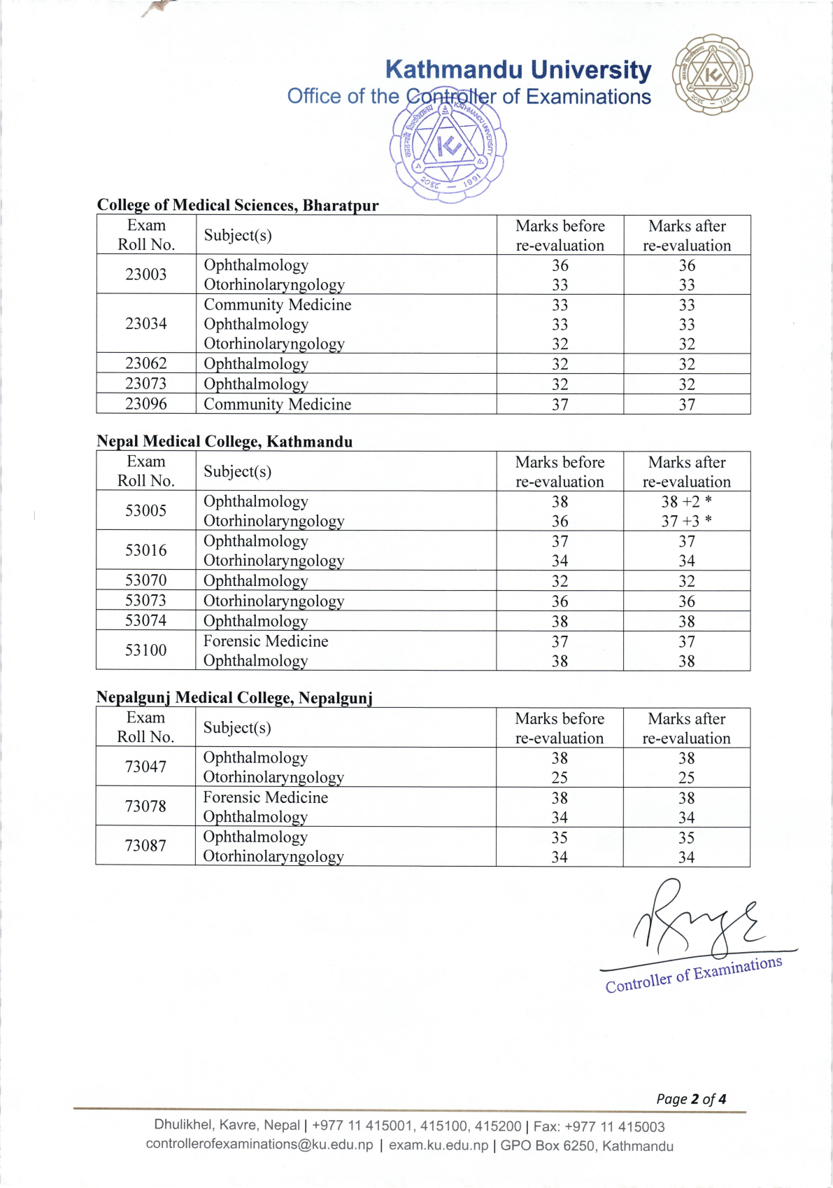Official Circular - KU Issues III MBBS University Examination Re-evaluation Results (May/June 2026 Session) (Page 2)
