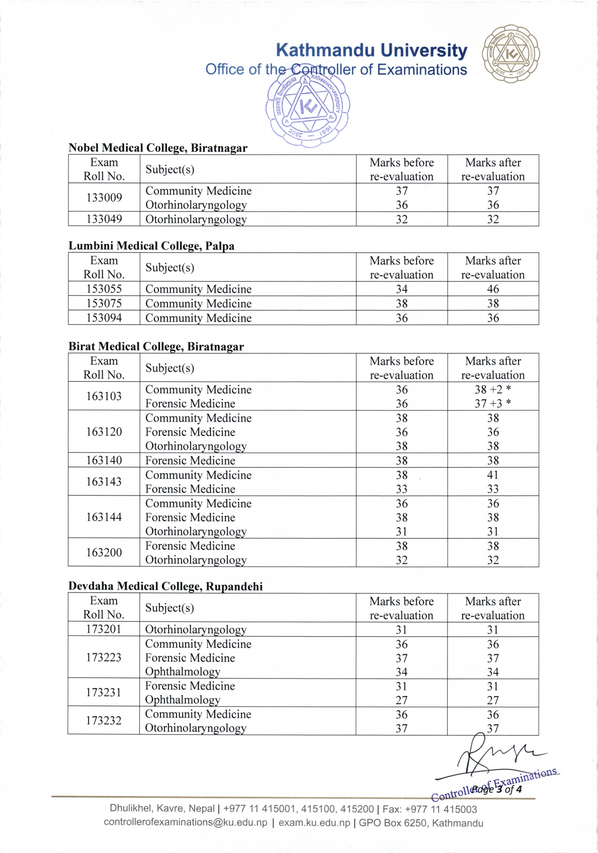 Official Circular - KU Issues III MBBS University Examination Re-evaluation Results (May/June 2026 Session) (Page 3)
